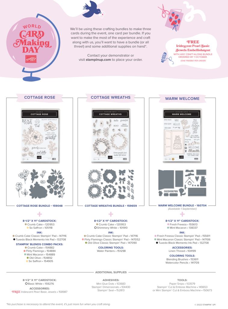 World Card Making Day Warm Stampin Up Card & Free Pearls